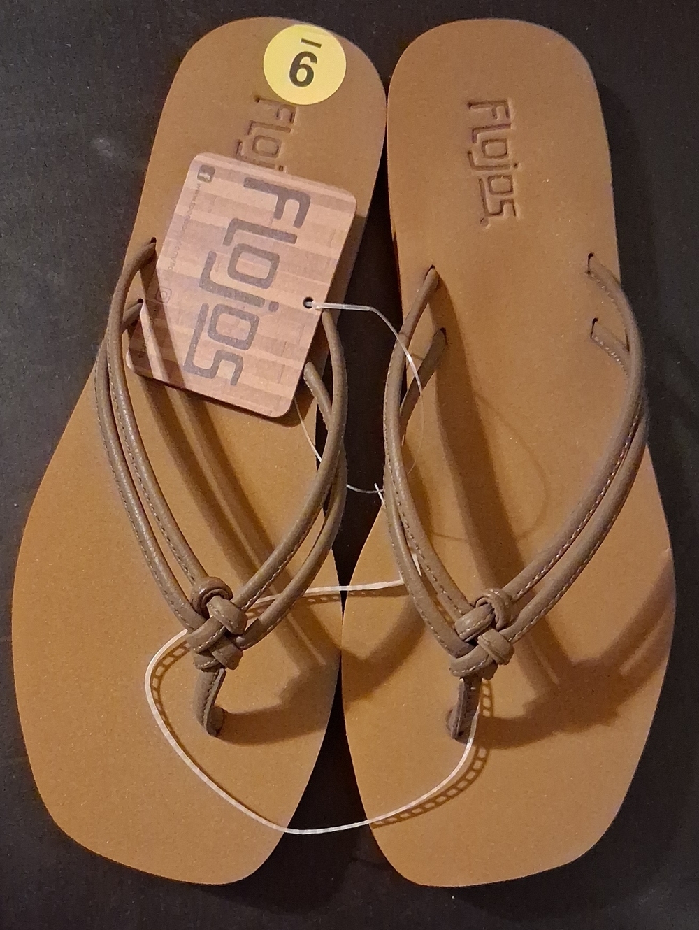 BNWT Flojos Women’s Brown Knot-Detail Flip Flop Sandals Size 9